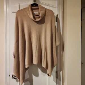 Calvin Klein Cowlneck Poncho Sweater - Tan, Size L/X